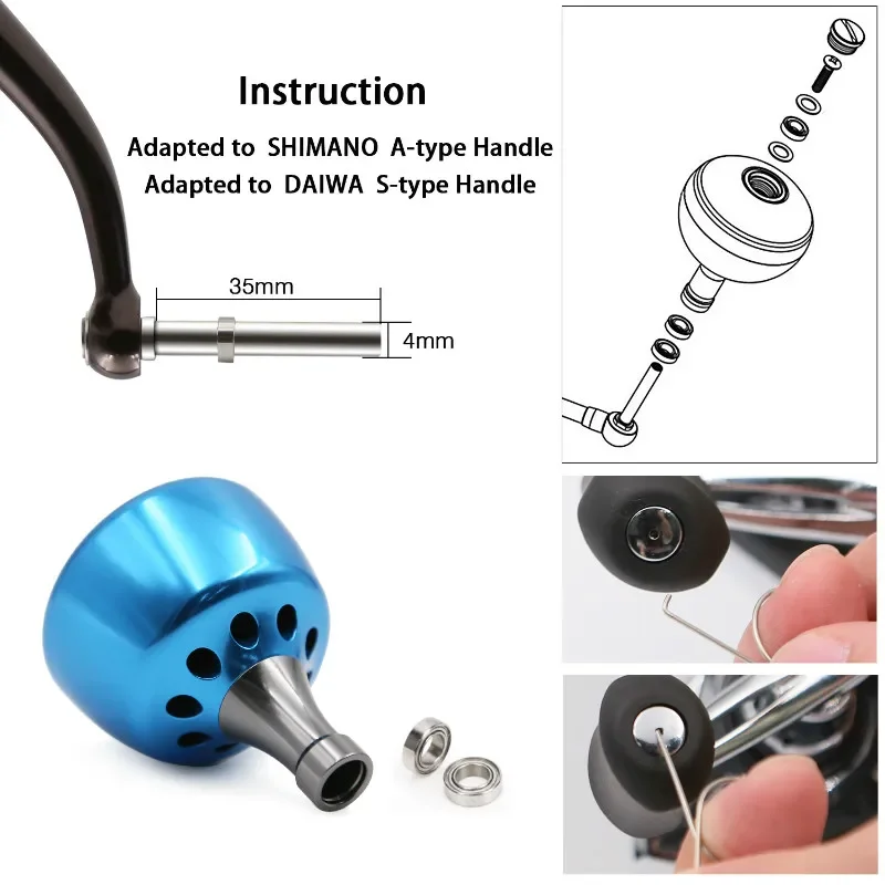 SANLIKE-perilla de mango de carrete de aluminio para Shimano A, mango Daiwa S, carretes giratorios Baitel, accesorios de pesca duros - imagen 3
