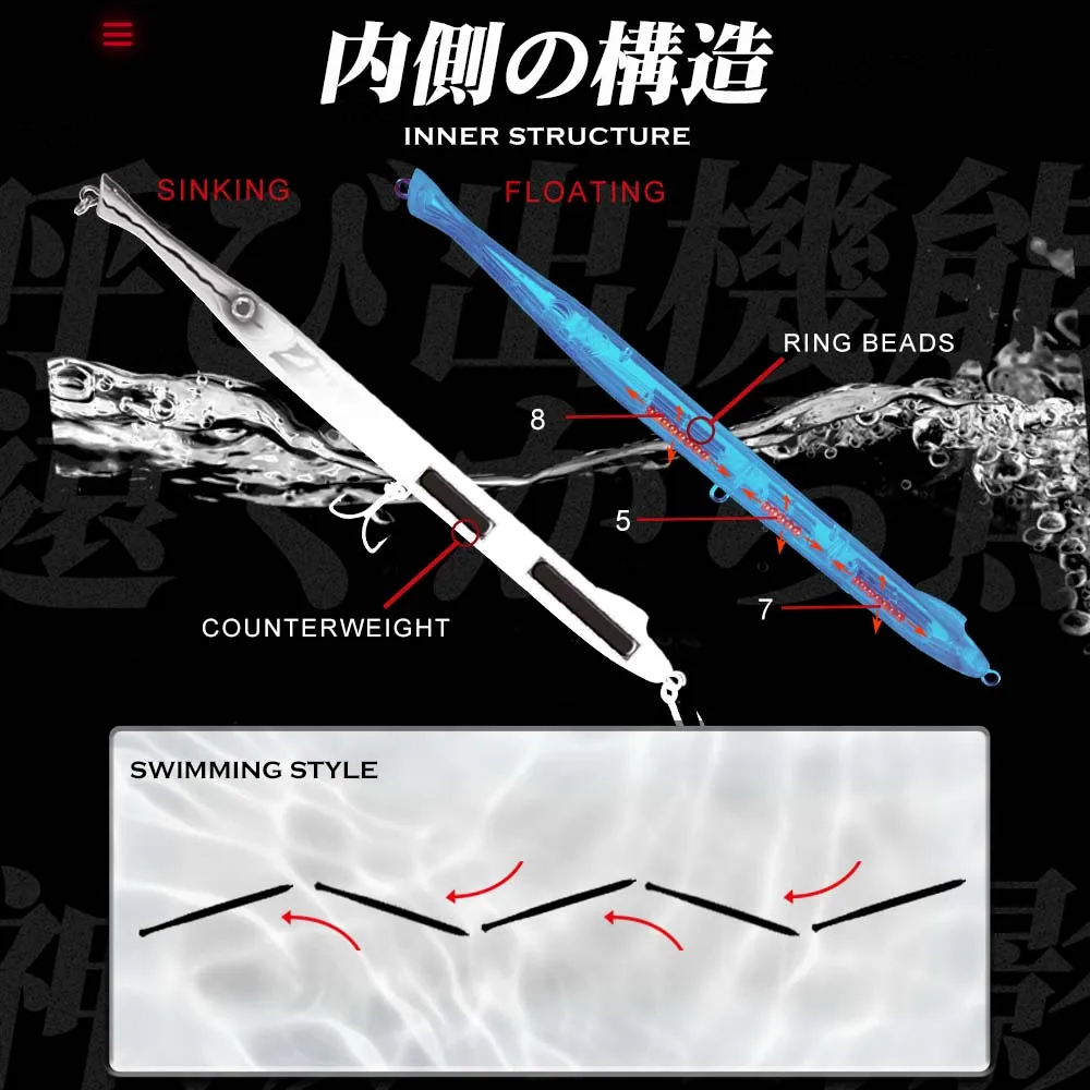 Hunthouse-señuelo de pesca don belone, 225mm/27g, lápiz de fundición larga, stickbaits, pesca para peces leerfish y peces azules - imagen 4