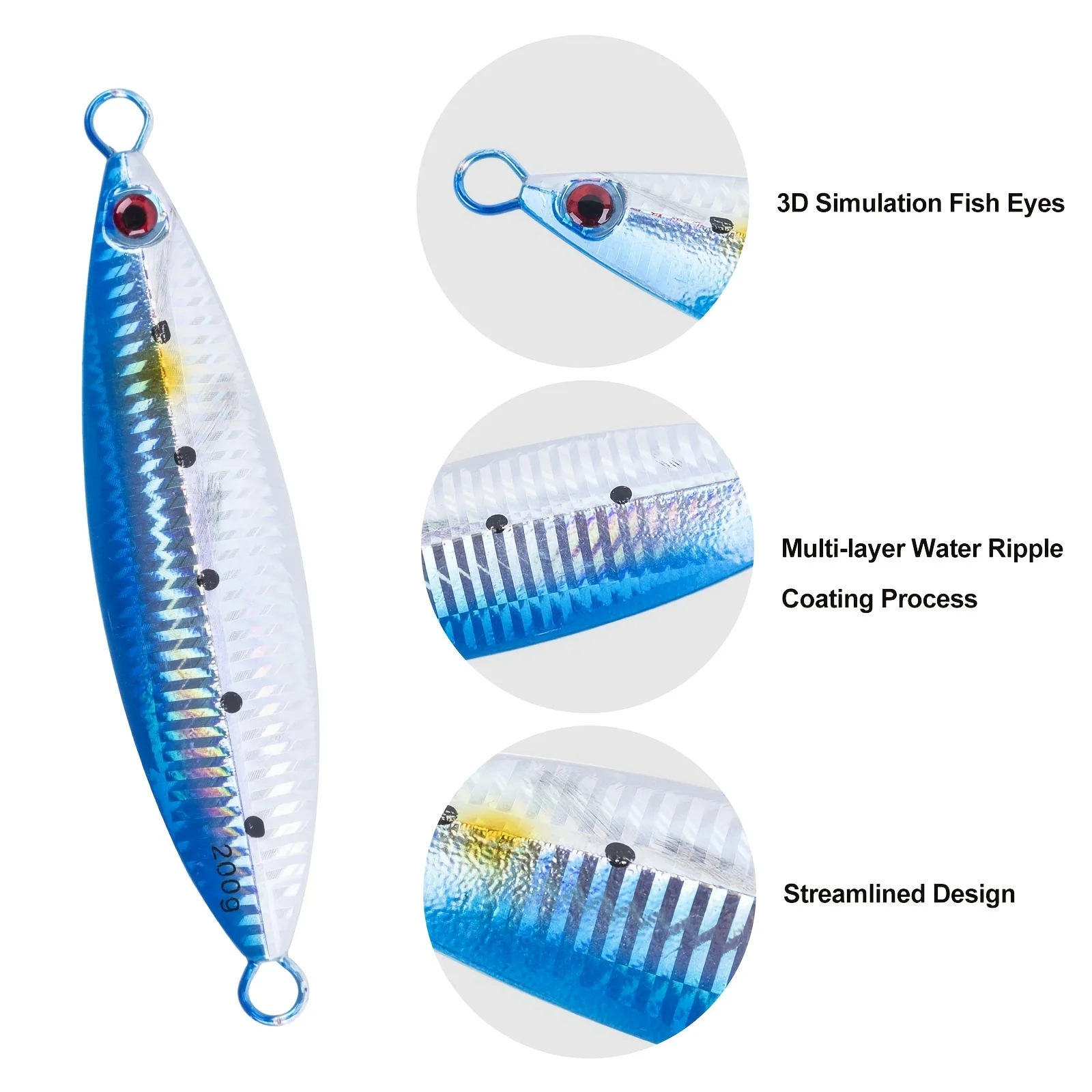 Goture-señuelo duro de pesca para atún, lubina, salmón, pez Kingfish, anzuelo lento de Metal VIB, 60g, 100g, 160g, 200g, 3 piezas - imagen 2
