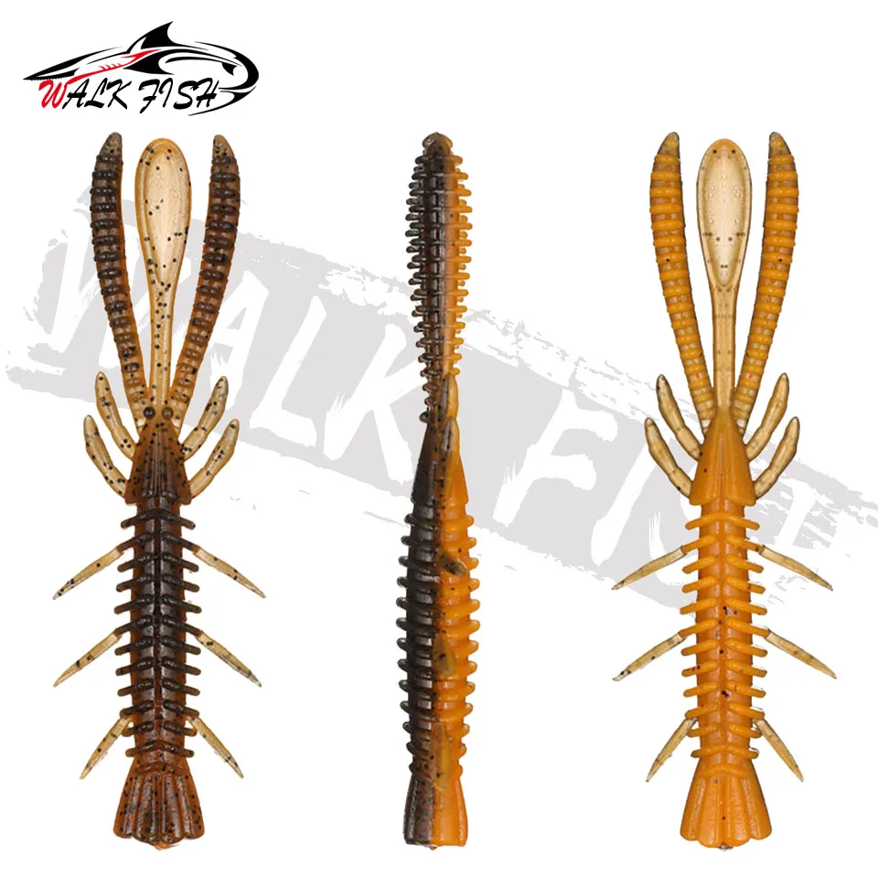 WALK FISH 50mm 60mm 70mm pesca flotante señuelo suave Jig Wobblers Swimbait cebos de silicona camarones lubina perca señuelo cebo Artificial - imagen 4