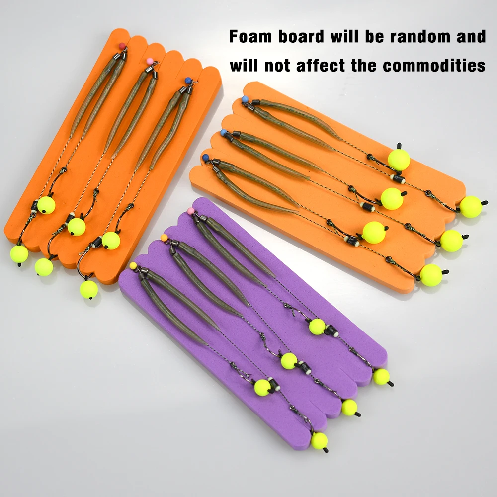 3 juegos de aparejos de pesca de carpa, anzuelos para el cabello listos, tamaño 3 # -10 #   Aparejos de señuelo de pesca con anzuelo de pesca para pesca de carpa - imagen 4