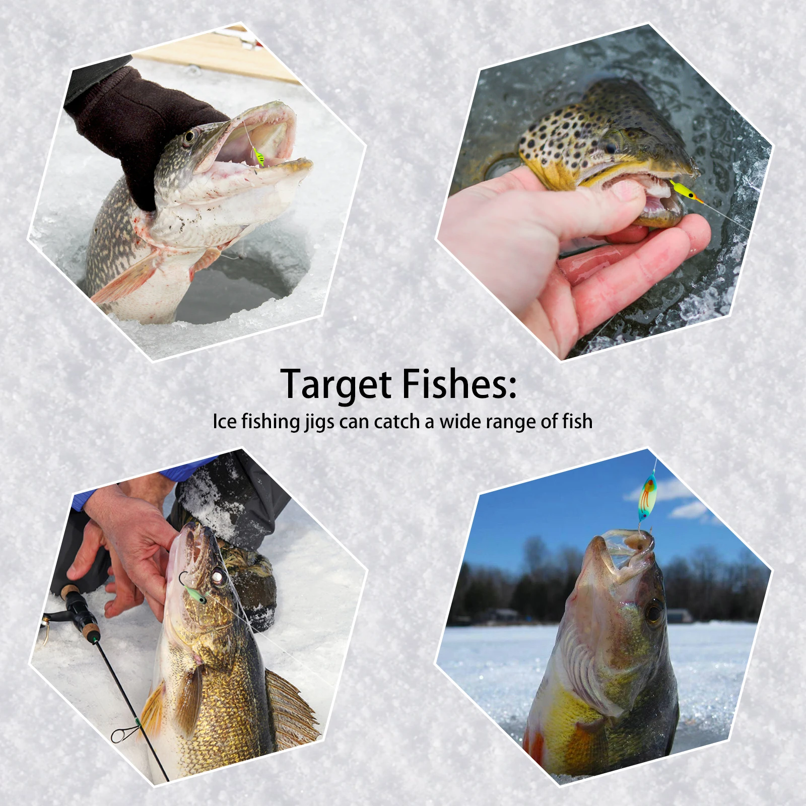 40 unids/caja Señuelos de Pesca, plantillas de pesca en hielo, equipo de pesca en hielo luminoso, plantillas tipo tipo bala, anzuelos para cabeza para invierno, señuelo de Jigging en hielo - imagen 5