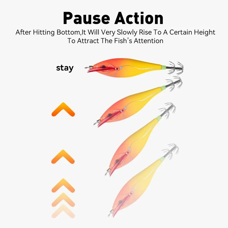 BRAVMACK-plantilla de calamar Horizontal luminosa, anzuelo de madera para camarones y calamar, 5 uds., Señuelos de pesca, pulpo, sepia, camarones, cebos de agua salada - imagen 4