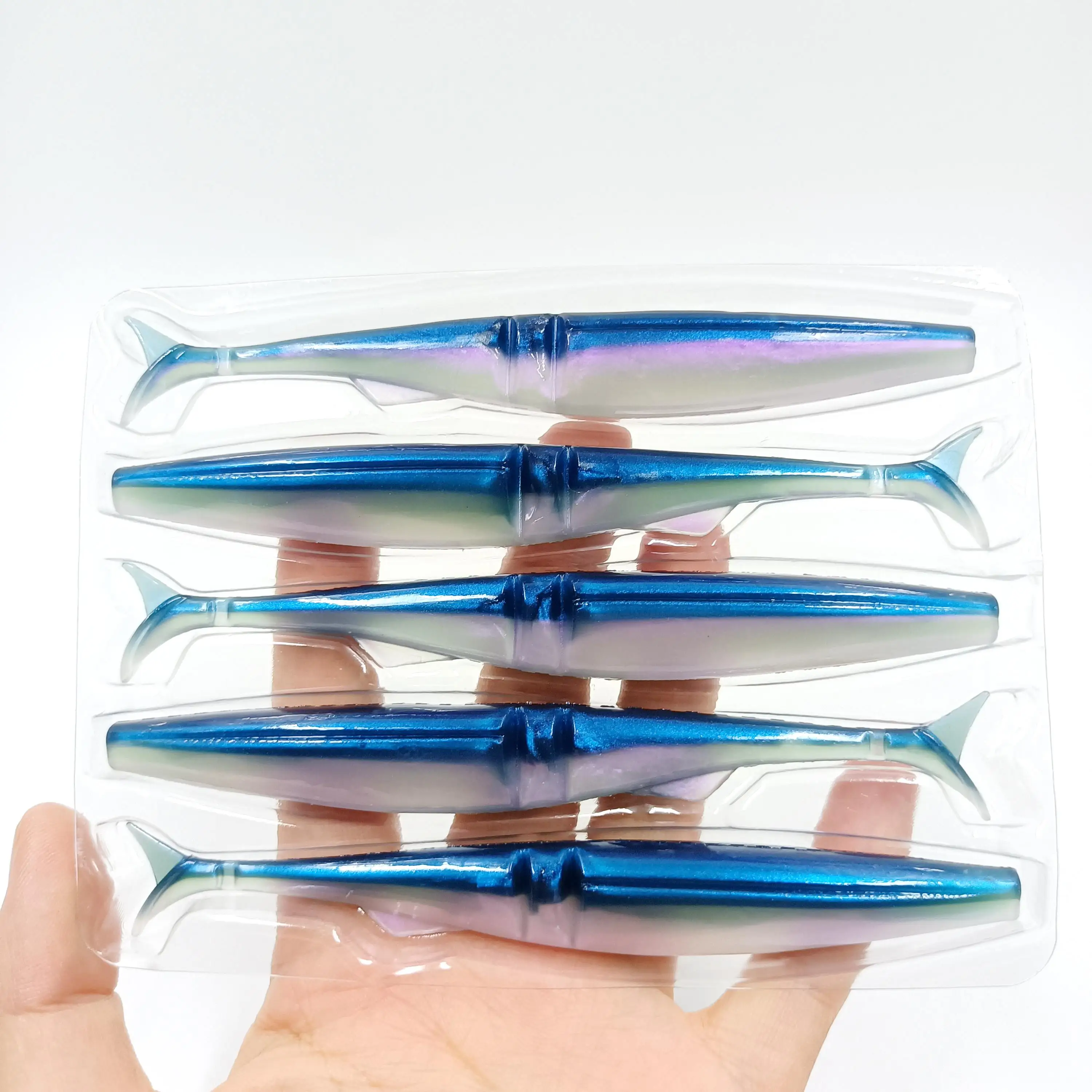 DUODUOYU 5 unids/bolsa señuelo de pesca suave segmentado grande 12cm 9,9g señuelo de plástico suave Shad señuelo Swimbait equipo de pesca de lubina aritical