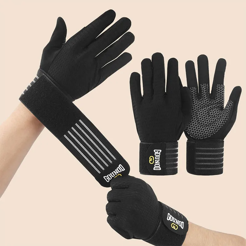 Guantes deportivos de dedo completo para Fitness, pulseras transpirables, equipo de barra resistente al desgaste, guantes deportivos de hierro para levantamiento de pesas, 2 uds. - imagen 5