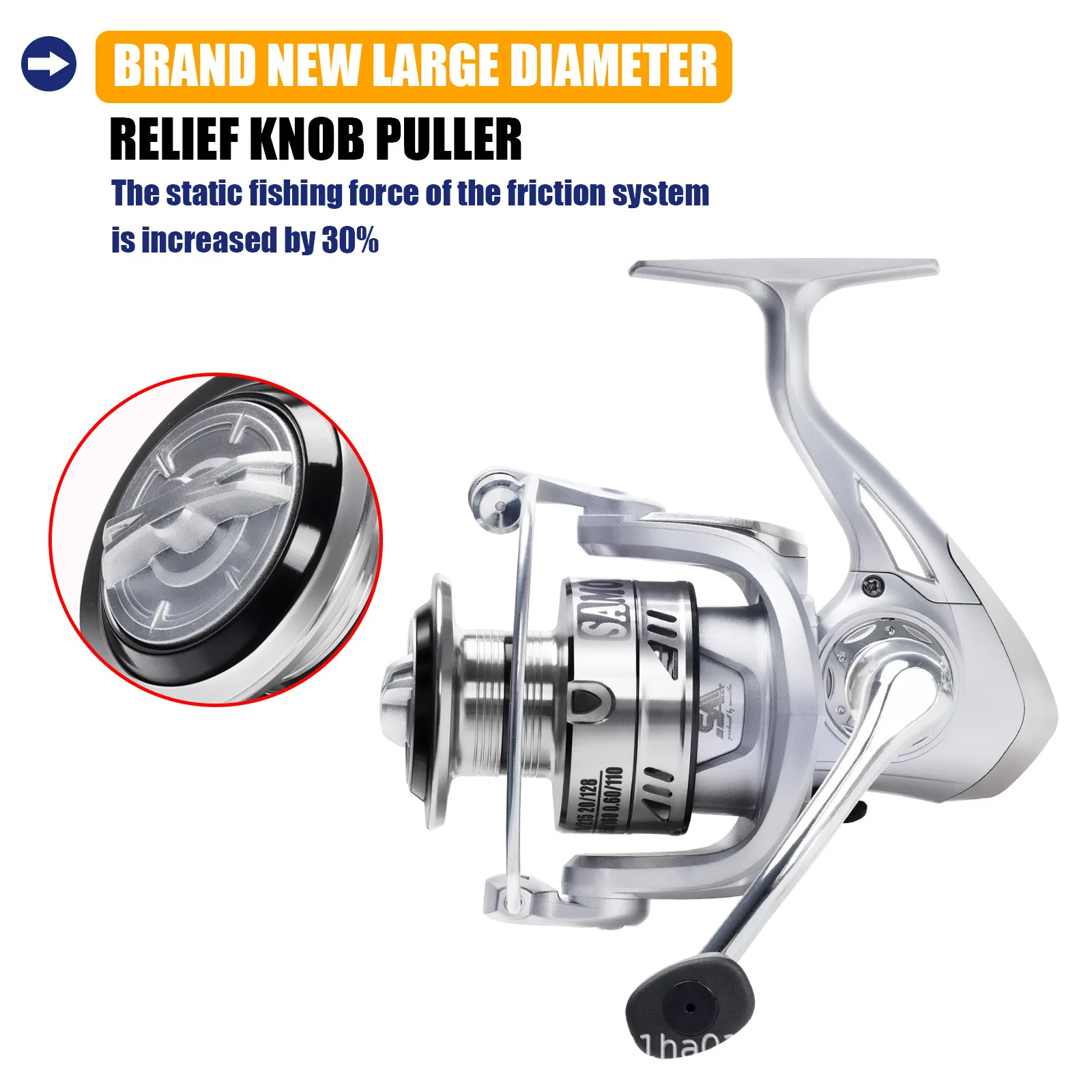 Carrete giratorio SAMOLLA, arrastre máximo de 12kg, 6 + 1, rodamientos de bolas, relación de engranaje 5,2: 1, carrete de pesca de agua salada para perca, carrete de Metal 1000-7000 - imagen 4