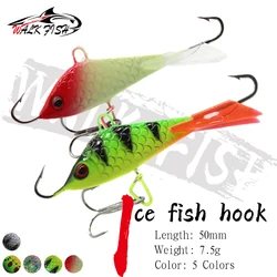 WALK FISH 1 Uds 50mm 7,5g anzuelo de pesca en hielo señuelo de equilibrio plano cebo de Metal Mini cebo de pescado de plomo caminar pescado carpa de invierno Lucio de ojos blancos