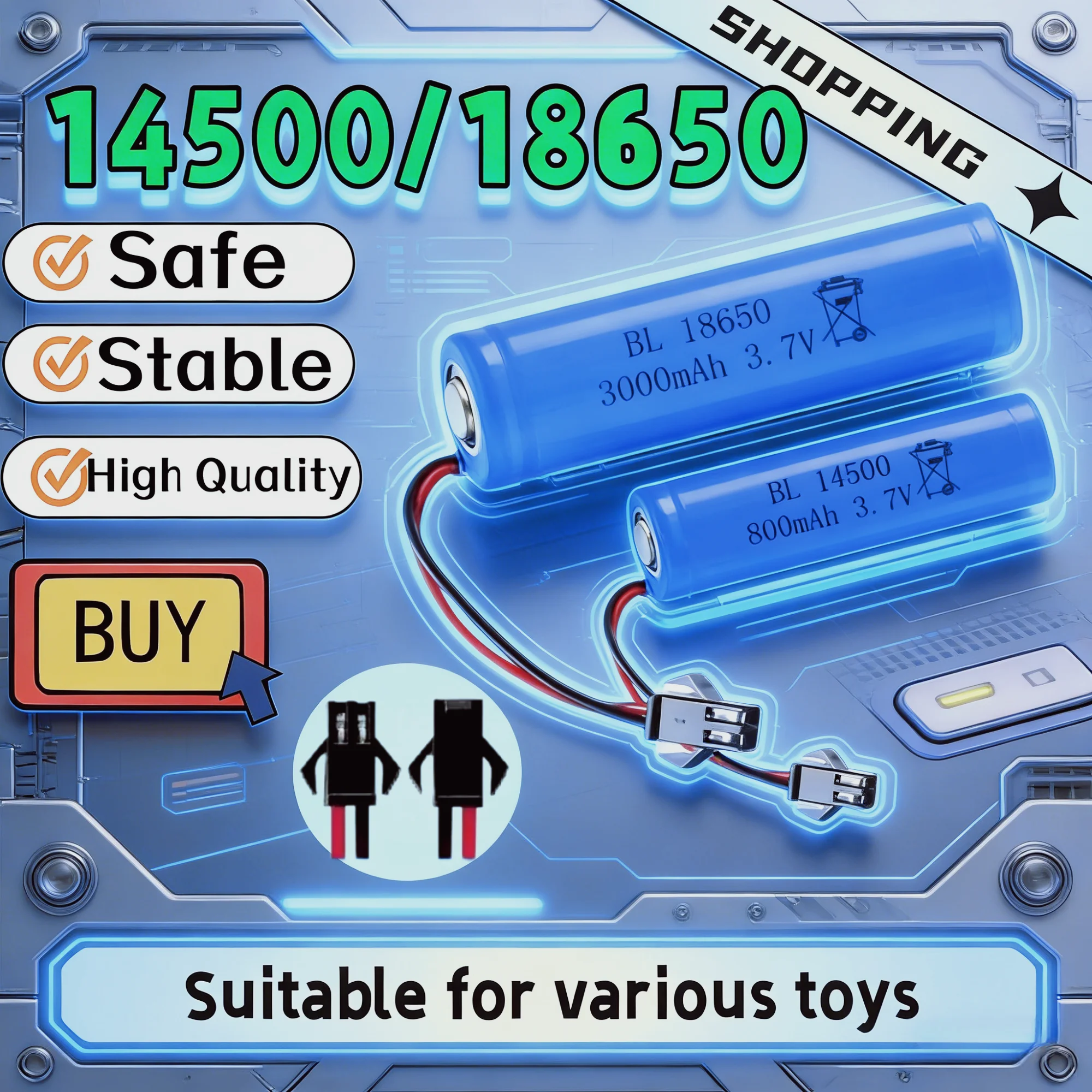 Batería Litio 3.7V 18650 con Conector para Barco RC