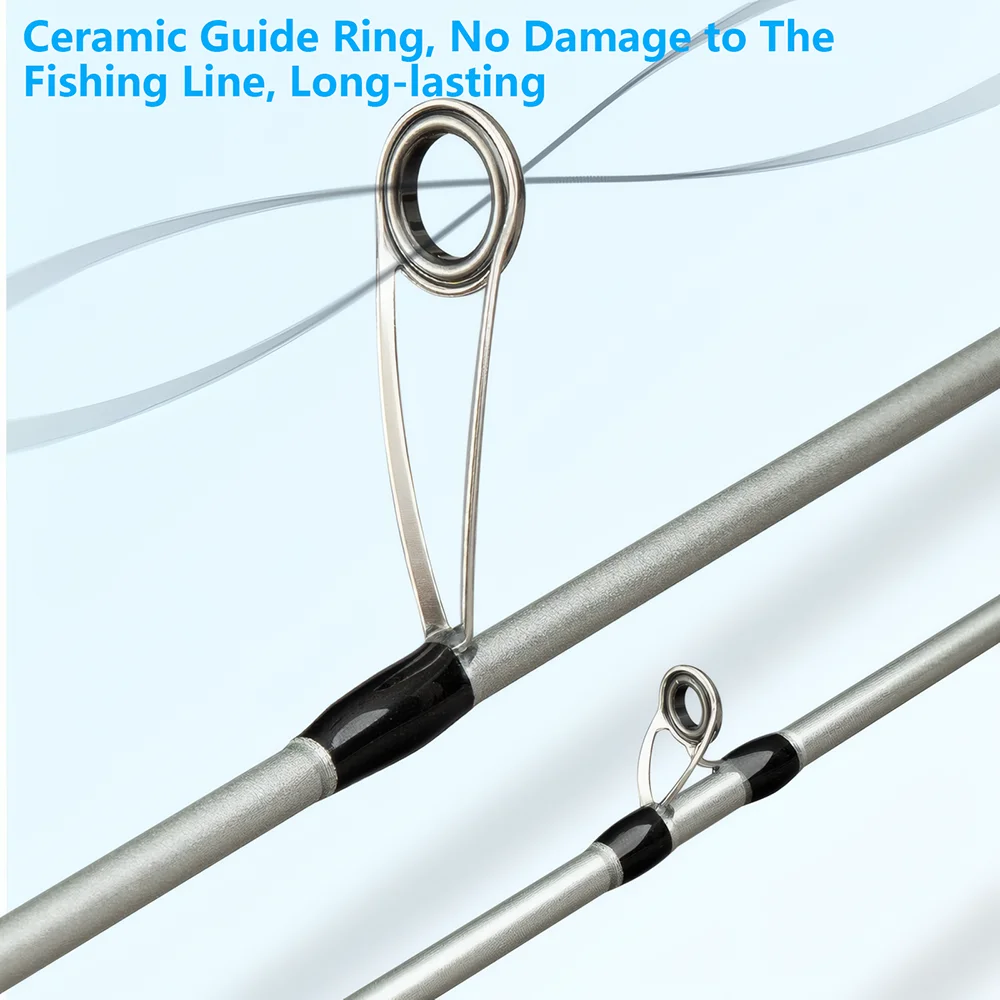 Caña de pescar con señuelo de fibra de carbono plateada, caña giratoria y fundida UL ultraligera de 2 secciones, herramienta para caña de pescar de lubina y carpa de truco, 1,5/1,68 m - imagen 5