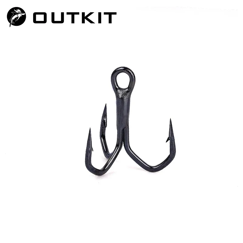 OUTKIT alta calidad 5 unids/caja nuevo diseño 4xStrengthen aleación de acero señuelo afilado anzuelo triple 6-14 # Caja de pesca con anzuelo para aparejos de pesca