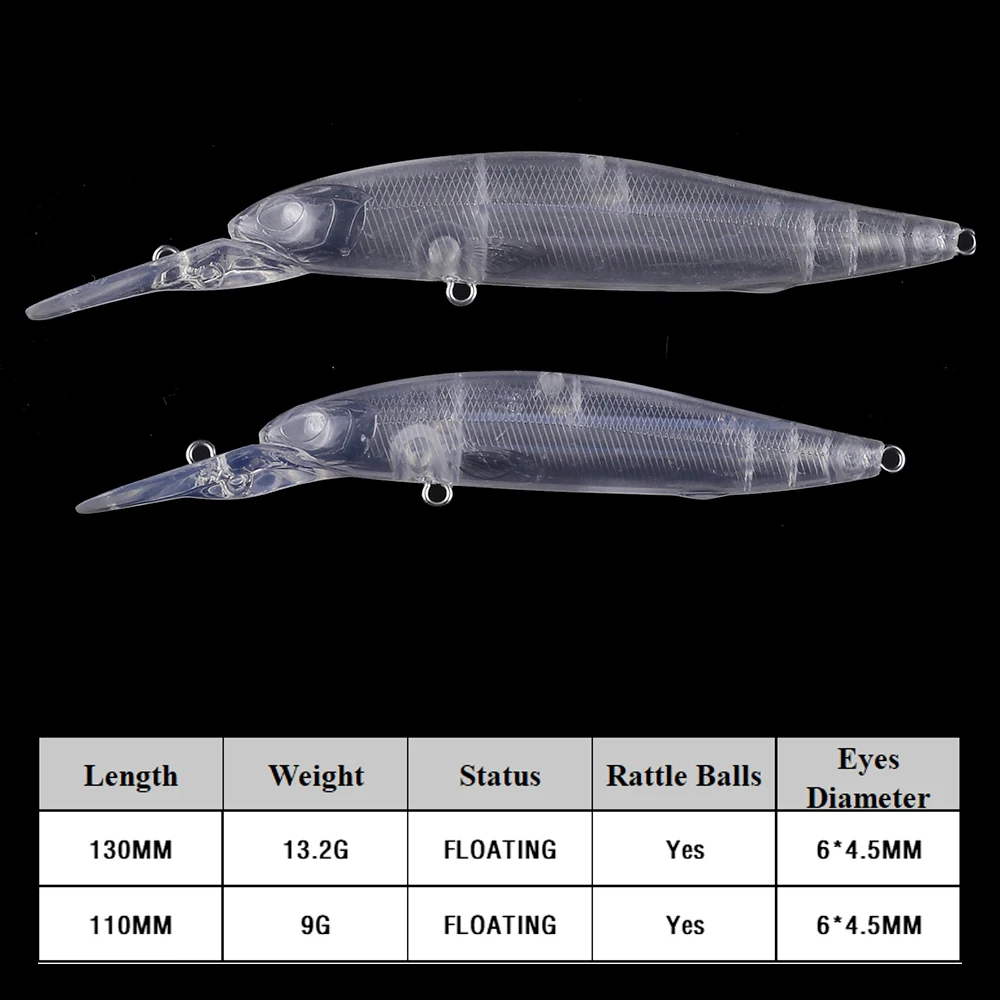 Chan'sHuang-Cebo en blanco sin pintar de 10 piezas, sistema de peso especial, piscardo de fundición larga flotante, señuelo de pesca Artificial hecho a mano - imagen 2