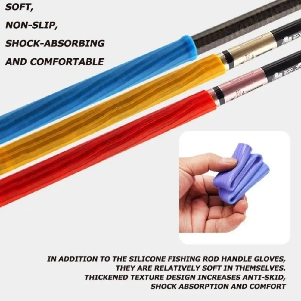 Mango de caña de pescar de silicona, cubierta antideslizante Universal, empuñaduras antideslizantes, empuñaduras de mano reemplazables multifuncionales - imagen 4