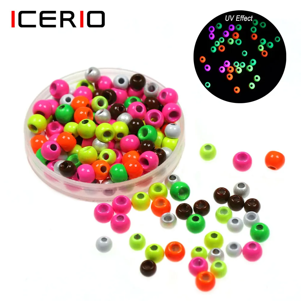 ICERIO 40 Uds 2mm,2,4mm,2,8mm,3,2mm pintura recubierta Color UV Fluo cuentas de latón Material para atado de moscas accesorios para cabeza de cuentas de mosca naranja