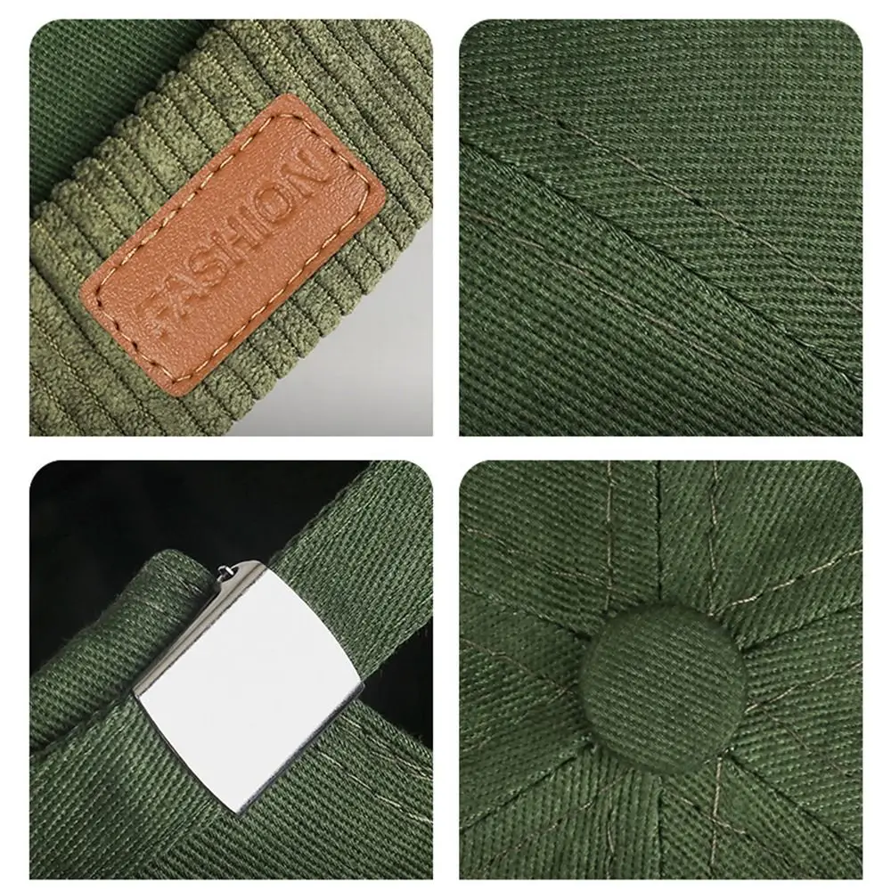 Gorro informal ajustable sin ala, gorro Docker Vintage de pana, gorros de piel de melón de Color sólido, Unisex - imagen 5