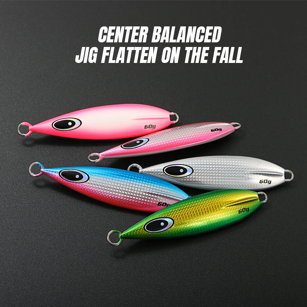 JIGGING PRO plantilla de Metal de hundimiento lento 60g 80g 100g 150g 200g BUTTERFLYFLAT Plantilla de caída aparejos de cebo duro Artificial de agua salada - imagen 4