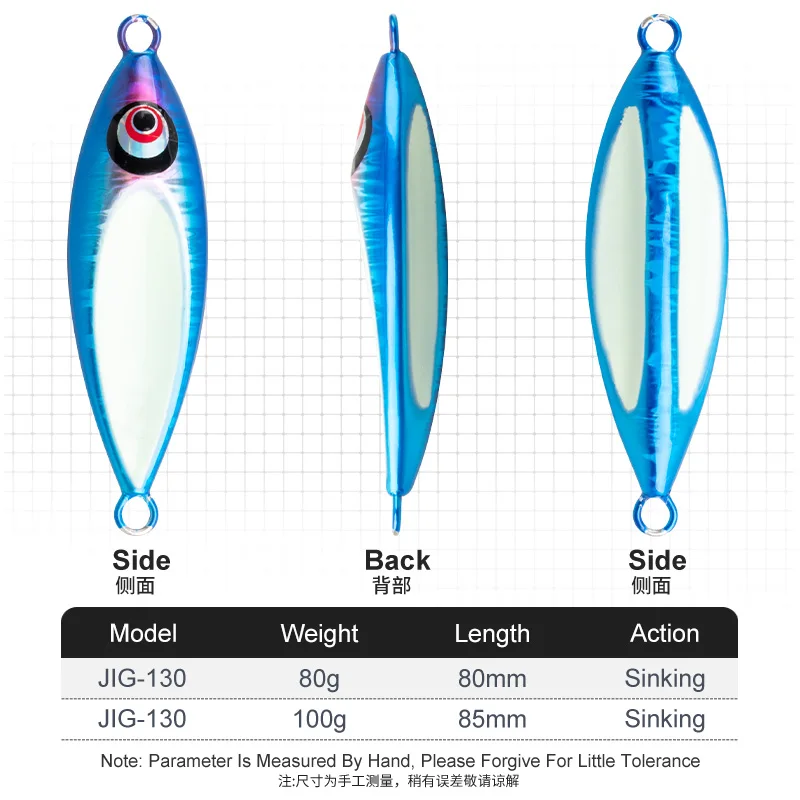 OBSESSION-señuelo J130 de hundimiento lento, anzuelo de Metal Jiging de 80g, 100g, para pesca en el mar - imagen 3