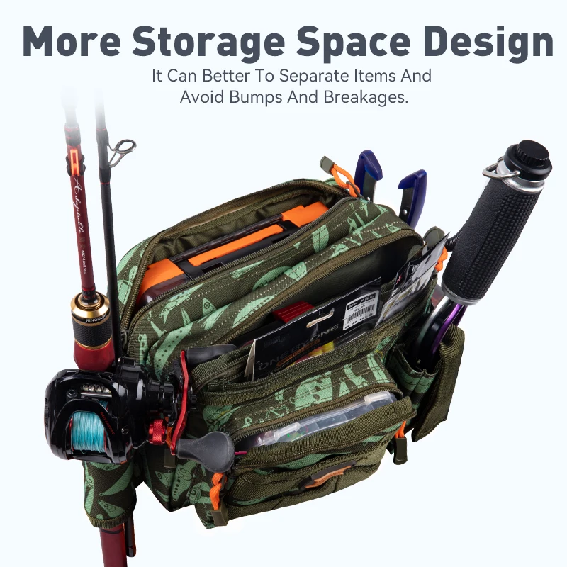Kingdom-bolsas multifuncionales para aparejos de pesca, 31x18x16cm, 660g, riñonera, señuelos de peces, equipo de almacenamiento de utilidad, bolsa de pesca al aire libre - imagen 3