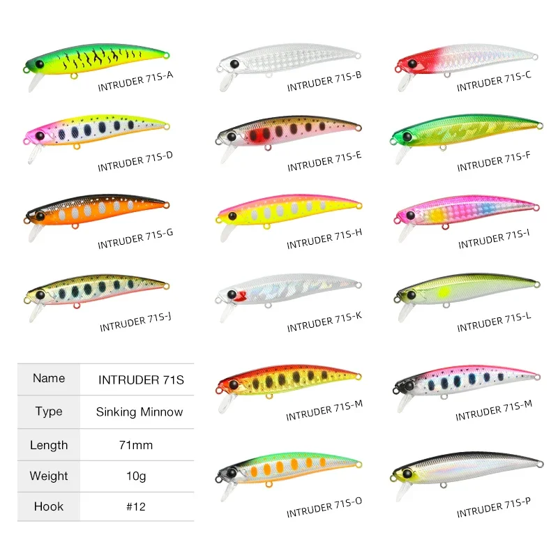 TSURINOYA 71mm 10g señuelo de pesca hundido INTRUDER 71S Jerkbait Minnow trucha lubina Ajing pesca en Río Crankbait cebos duros falsos - imagen 2