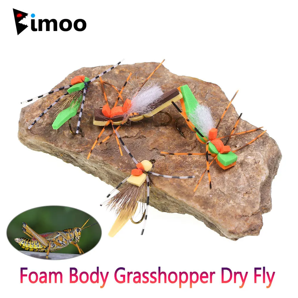 Bimoo 8 piezas # 8 patas de goma Grizzly, espuma para pelo de ciervo, tolva de hierba, mosca seca, flotante, tolva Morrish, trucha, lubina, Panfish, Señuelos de Pesca - imagen 2