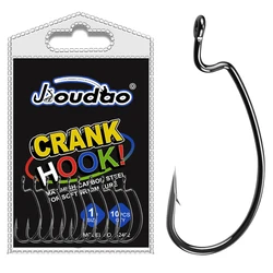 Anzuelos de gusano Offset, anzuelos de lubina, aparejo de Texas, anzuelos de pez para lubina, trucha, agua salada y dulce, 10 unids/lote por bolsa