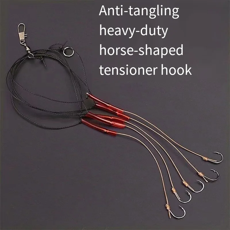 5 anzuelos de Pesca de acero rico en carbono con 5 anzuelos pequeños, aparejos giratorios, Señuelos de Pesca, anzuelos de cuerda 5 # -13 # - imagen 5