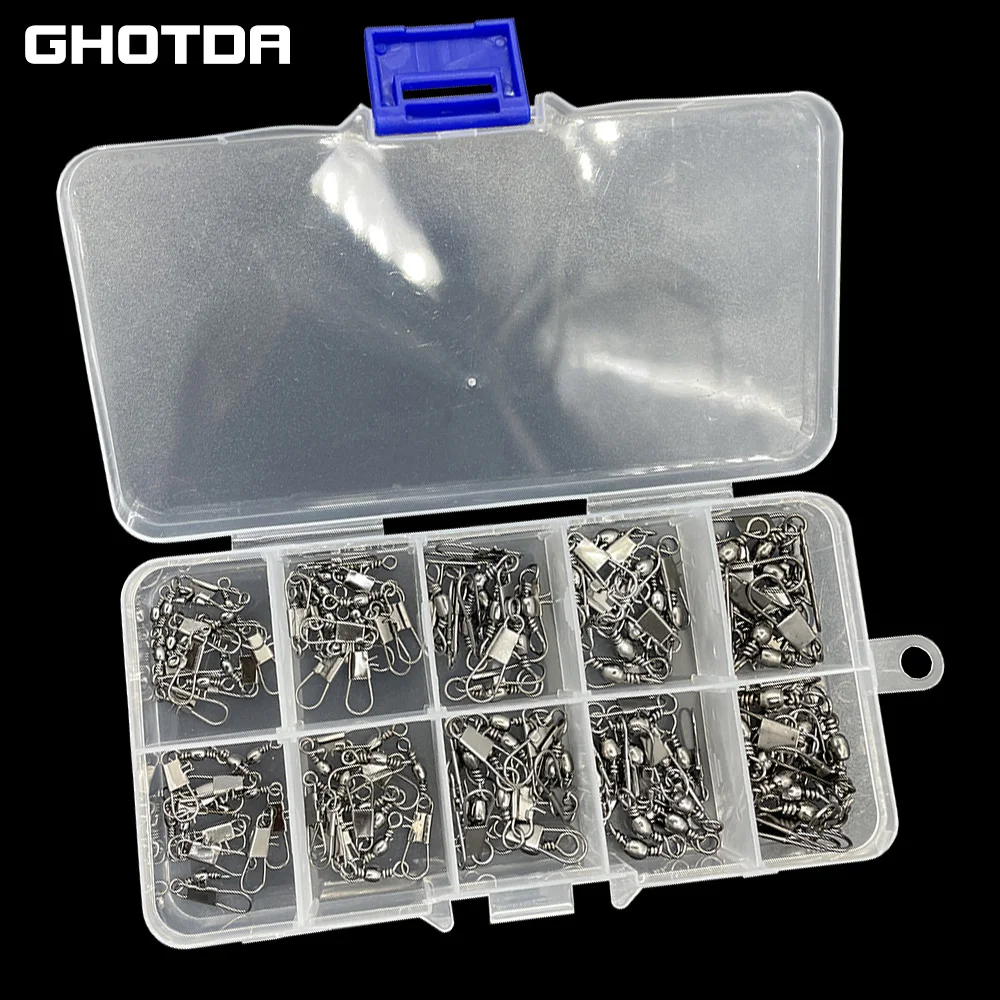 GHOTDA-conector giratorio para señuelos de anzuelo, accesorio de pesca, Pin de enclavamiento, 100 unids/lote/caja - imagen 5
