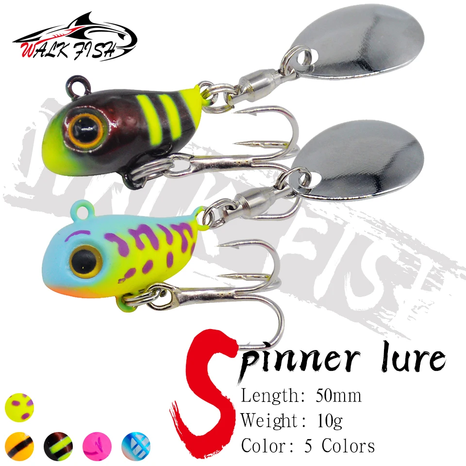 WALK FISH 10g Spinnerbait VIB Swimbait Señuelos de Pesca cebo Artificial carpa Spinning Metal cola-spinner accesorios de pesca