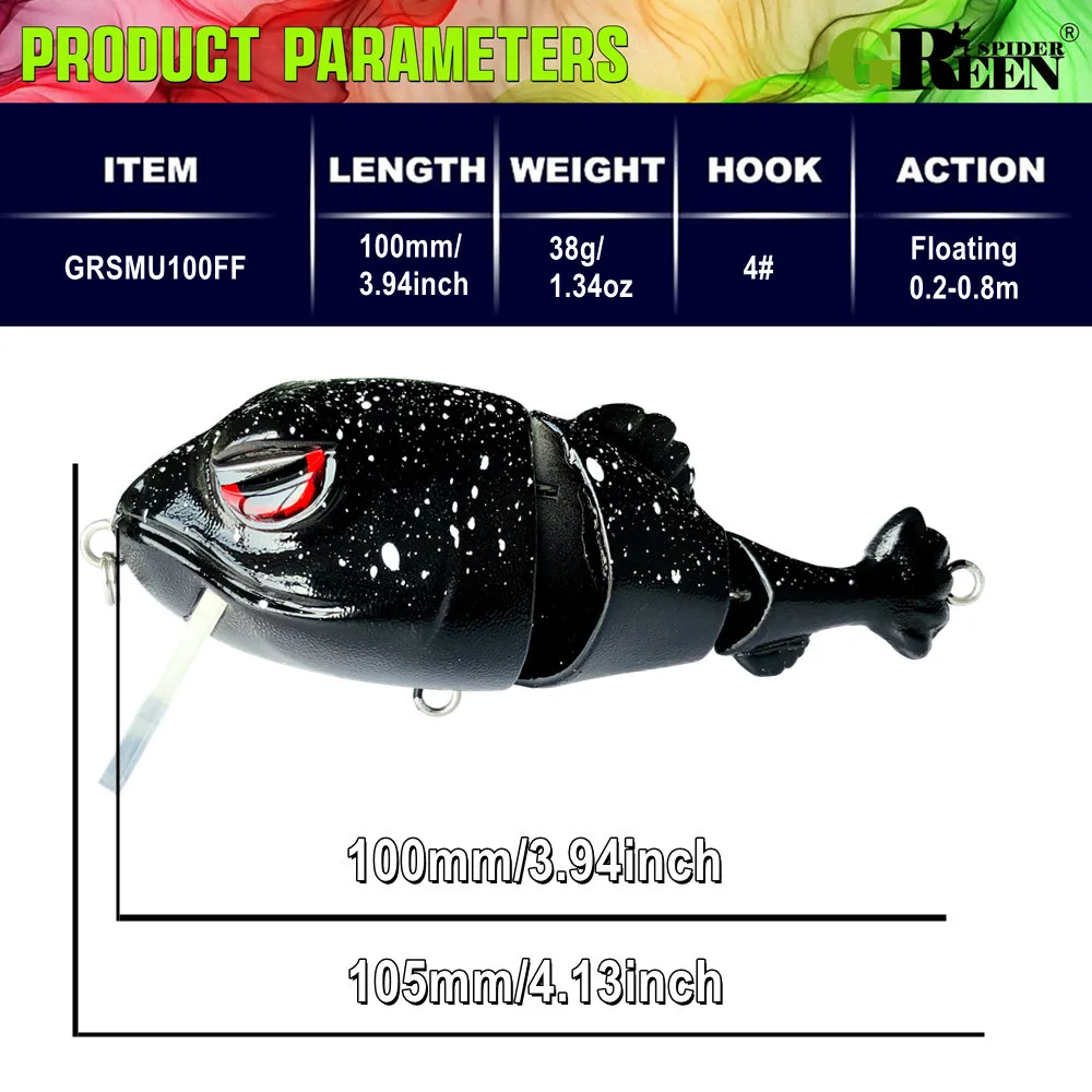 100mm 38g cebo articulado cebo de rana Swimbait Señuelos de pesca cuerpo duro flotante lubina aparejos de cebo de pesca - imagen 3