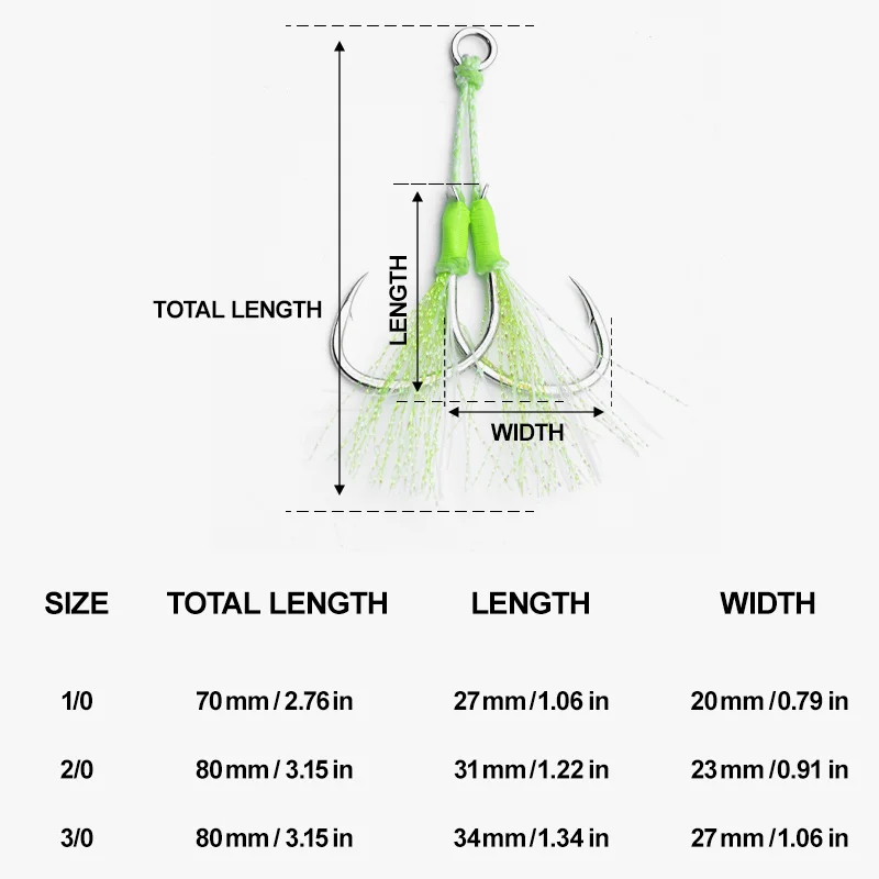 ZYZ 2 unids/lote anzuelos de ayuda doble de Jigging lento contiene anzuelos de pesca de Jigging de alambre de acero 1/0 #   2/0 #   3/0 #   4/0 #   Anzuelos de pesca Jigging - imagen 5