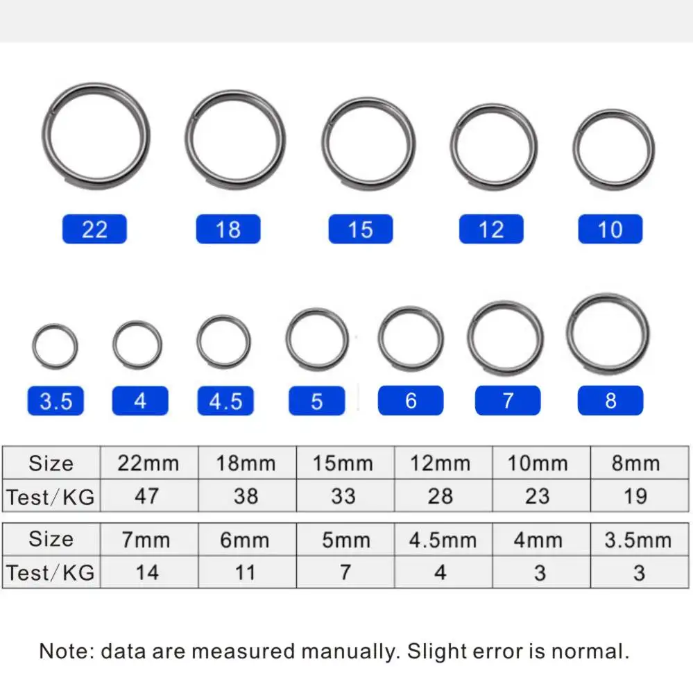 50 Uds. Anillos divididos de pesca de acero inoxidable 3,5mm-15mm accesorios de conector de aparejos de pesca doble bucle dividido para señuelo de pesca - imagen 3