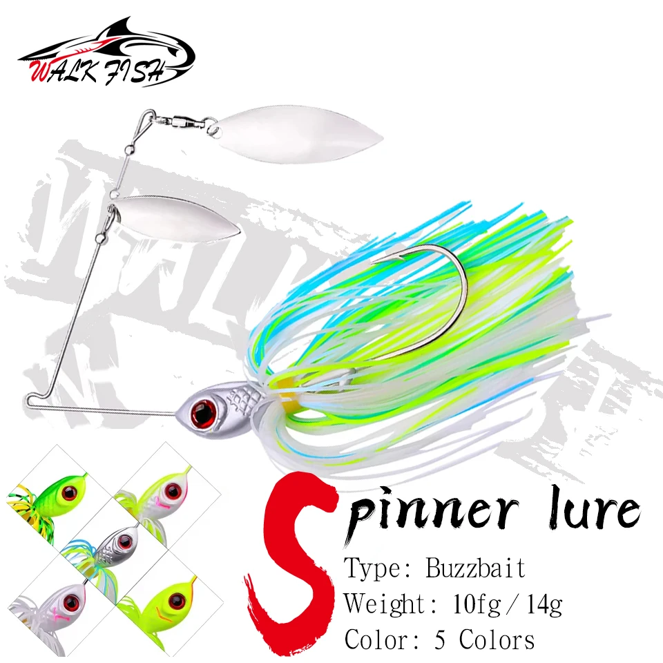 WALK FISH 1 Uds 10g 14g señuelo de pesca Chatter Spinner cebo Buzzbait hombre barbudo borla lentejuelas fondo antiadherente cebos biónicos