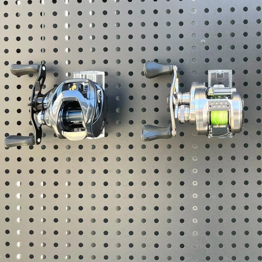 Soporte de carretes de pesca de Material acrílico, organizador de carretes de pesca de diseño Universal montado en la pared, 1 Uds. De liberación rápida - imagen 2