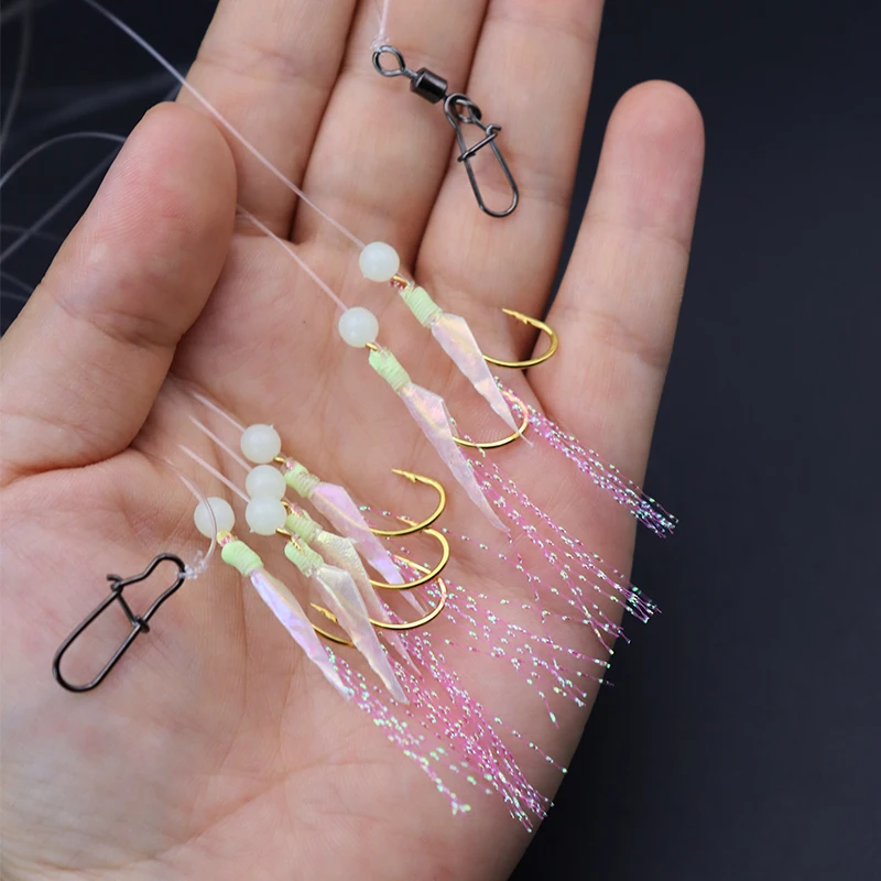ZYZ-anzuelos de pesca Sabiki, 1 Juego de 6 anzuelos luminosos para agua salada o dulce, juego de aparejos para barco - imagen 2
