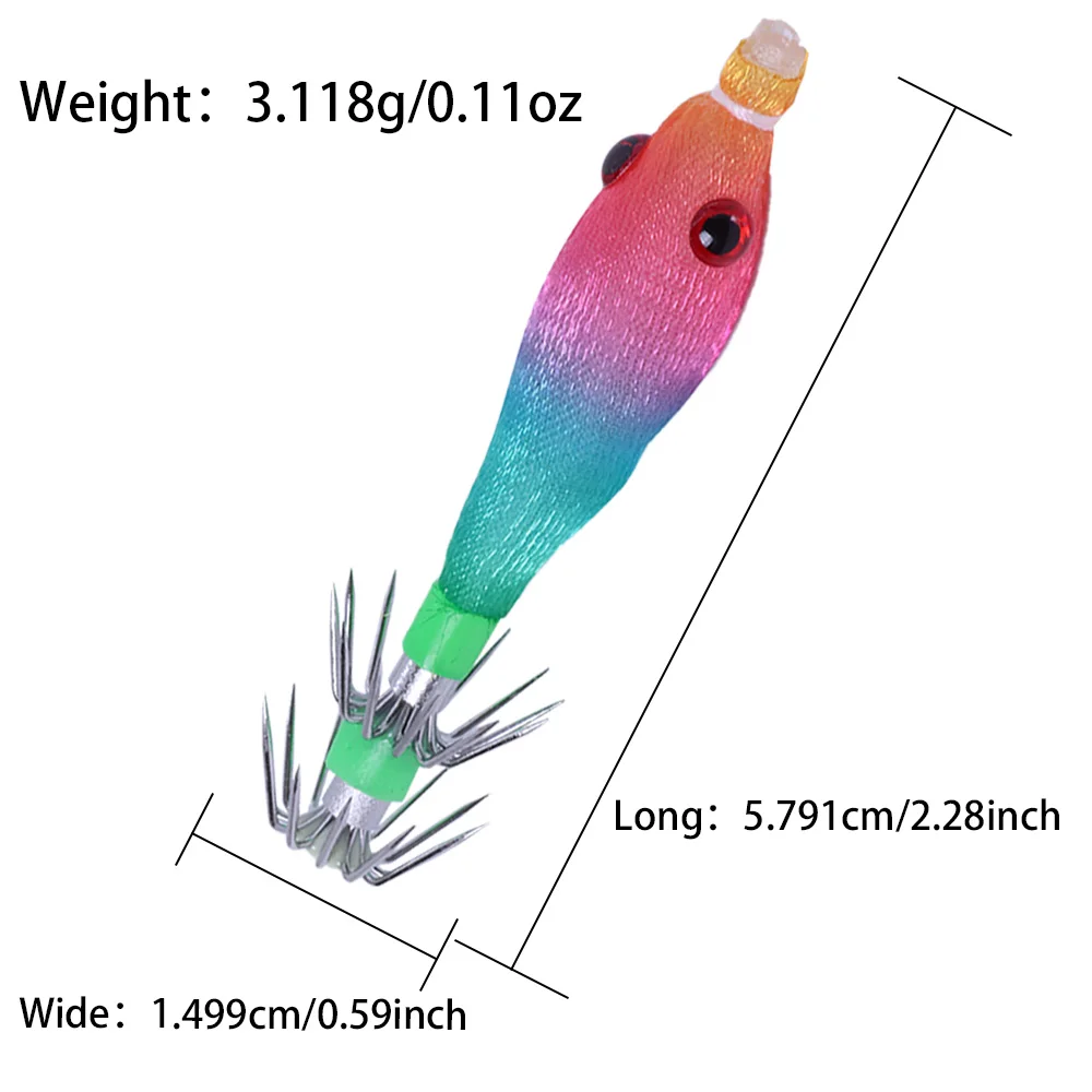 5 unids/pack de señuelos blandos de calamar, anzuelos de cebo Artificial de 3,1g y 60mm, anzuelos de pesca flotantes de goma sintética para lubina, cebo de calamar - imagen 4