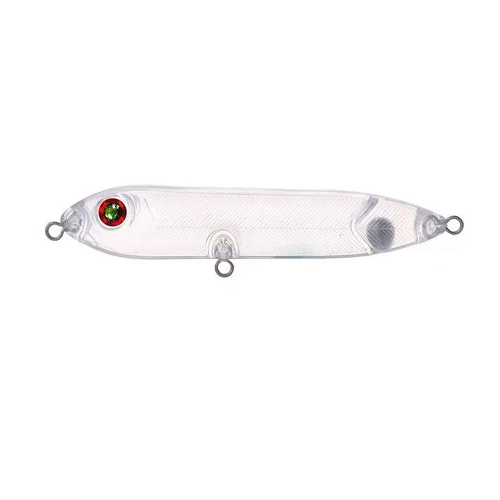 10 Uds. Señuelos de pesca sin pintar en blanco, 10cm, 12g, ABS Artificial, transparente, lápiz para cachorros, cebo Topwater, cebos duros DIY - imagen 5