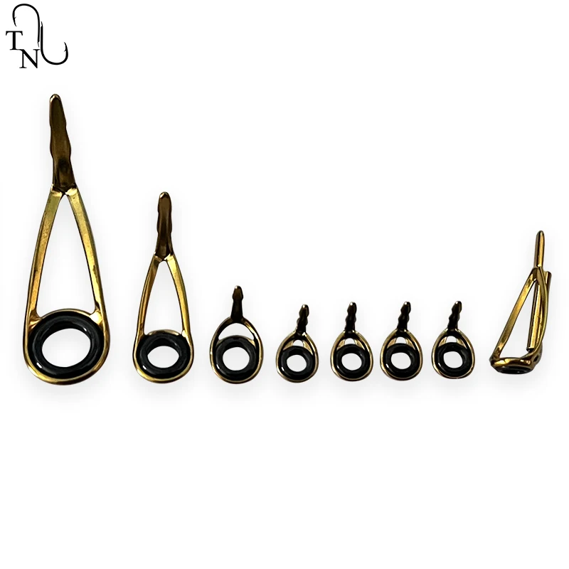 TN09-Juego de guías de caña de oro ultraligeras, anillos de cerámica de alto brillo, accesorios de repuesto para caña de pescar - imagen 5