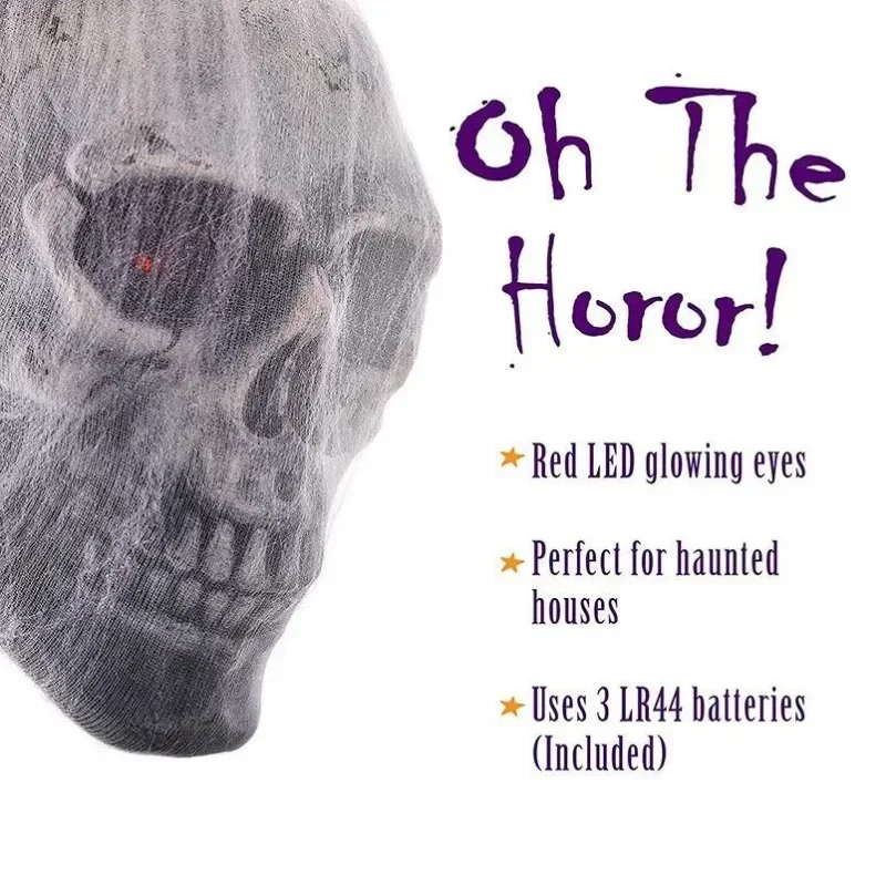 Halloween Horror brillante Control de sonido araña algodón cráneo Prop casa fantasma habitación secreta patio decoración Decoración - imagen 5