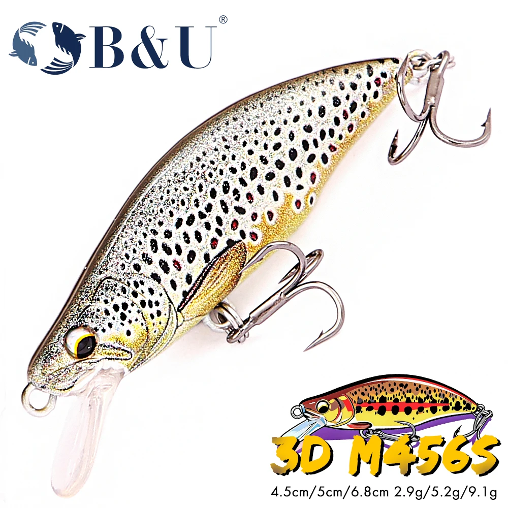 B&U Minnow Señuelo duro patrón trucha para lubina y lucio