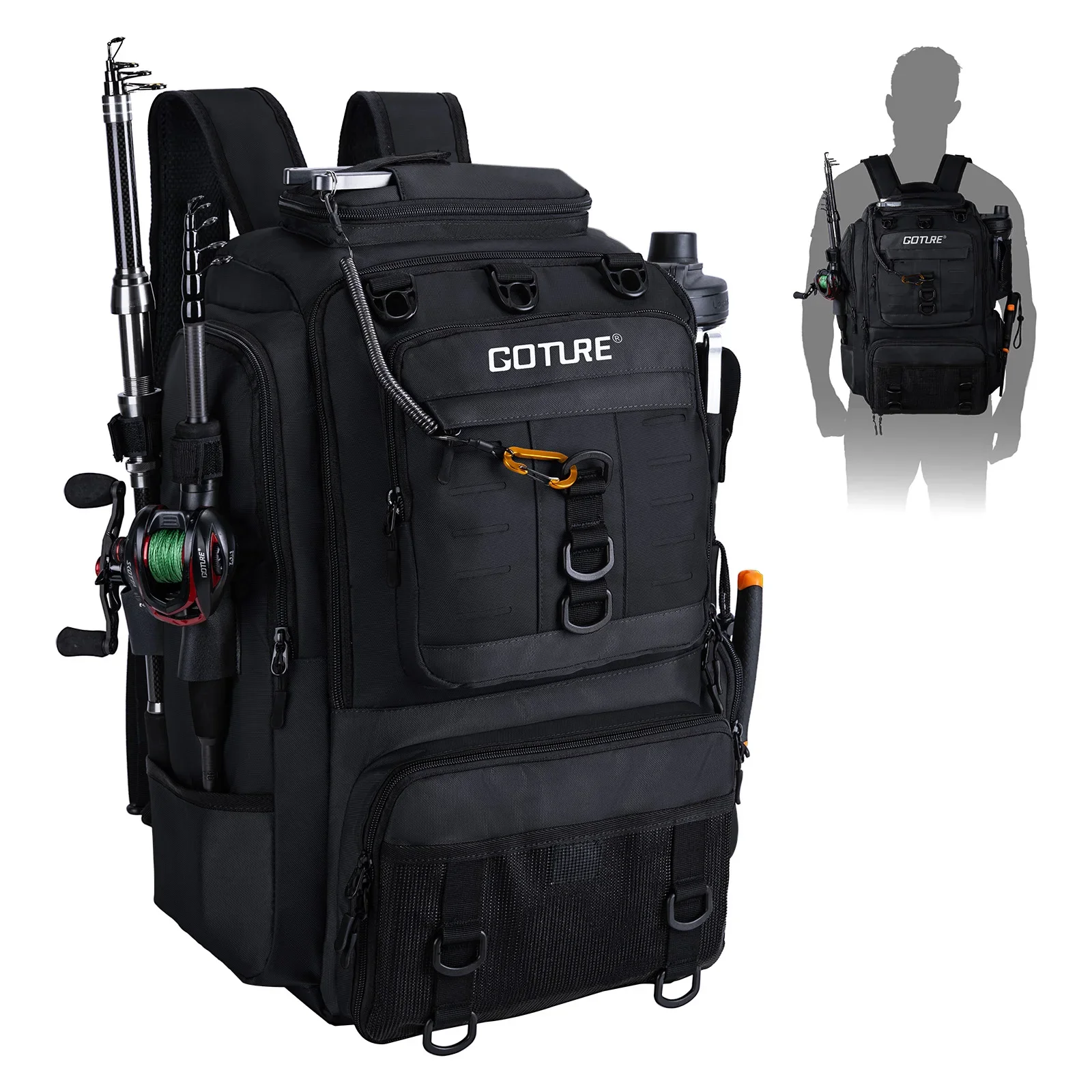 Mochila Goture 40L portacañas – Oxford 900D impermeable - imagen 2