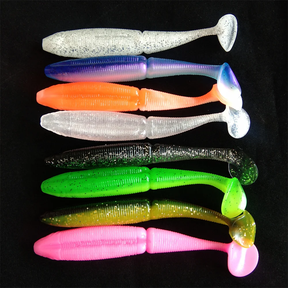 Swolfy-señuelo de pesca grande y suave de 10 piezas, cebo de silicona de 7cm y 9cm, Wobbler para Sábalo, gusano de agua salada, Swimbait, accesorios de pesca - imagen 2