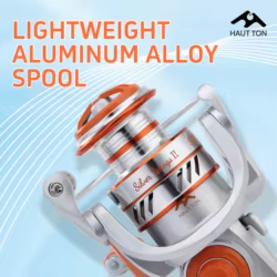 Carrete de pesca giratorio, relación de engranaje 5,2: 1, arrastre máximo de 14KG/30,86LB, balancín atornillable plegable de Metal SW naranja