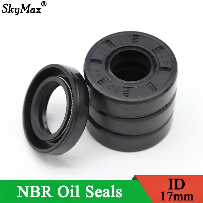 ID 17mm NBR eje sello de aceite de caucho de nitrilo TC-17 * 25/27/28/30/32/35/40/45/47*5/7/8/10 sello de aceite de doble labio de nitrilo