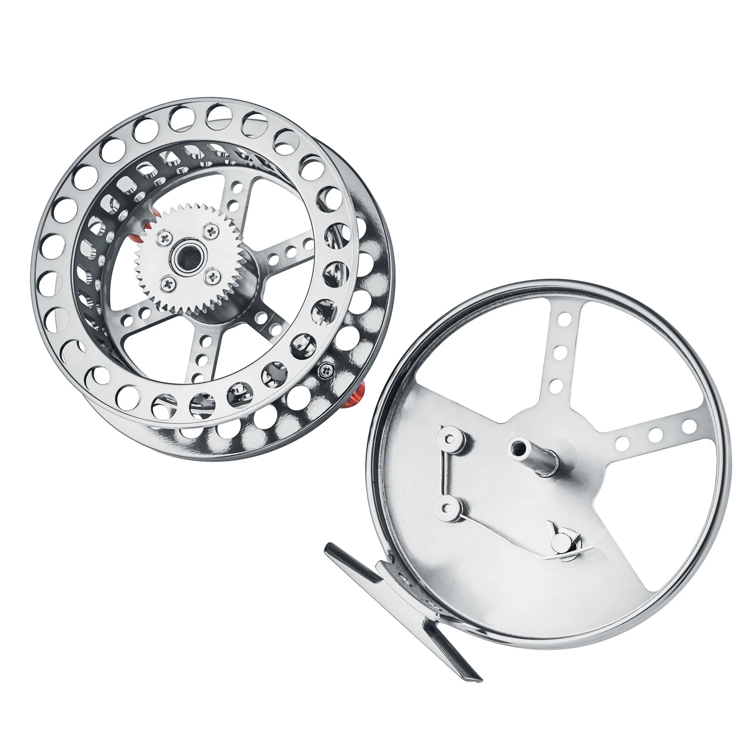 Carrete flotante de pasador central de aluminio mecanizado CNC, 108MM, 4 1/4 pulgadas, cabeza de acero, pesca de corte de cielo - imagen 5