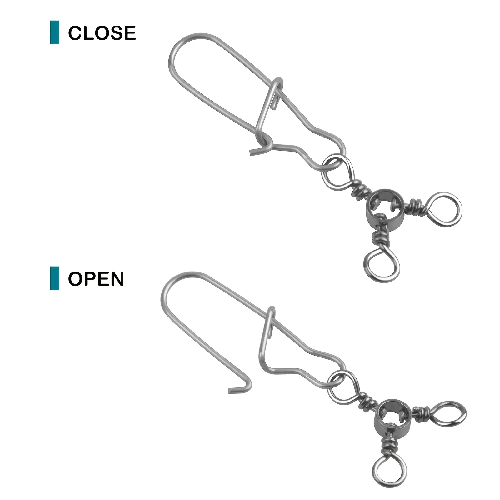 Aparejos de pesca giratorios a presión de 3 vías, giratorios de pesca con giro en T, broches conectores de agua salada para pesca con curricán, aparejo de Surf para bagre - imagen 5