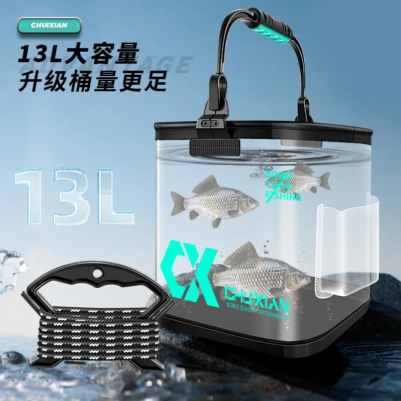 Cubo plegable para peces vivos de 8/13L, cubo para peces grueso de EVA, tanque de agua portátil, equipo de pesca, caja para peces vivos, accesorios de pesca - imagen 2