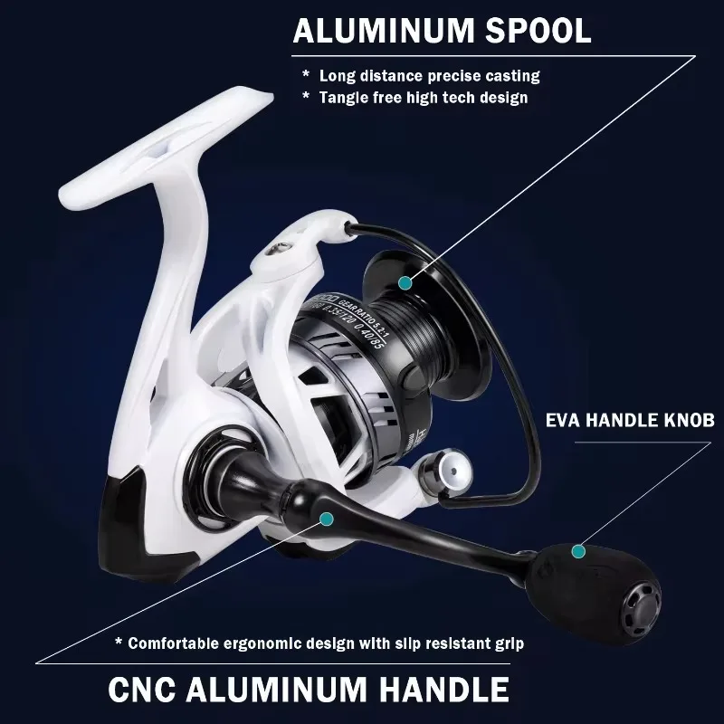 Sougayilang-Carretes de Pesca giratorios, accesorio de alta velocidad, arrastre máximo de 8kg, mango EVA, para carpa, 5,2: 1 - imagen 2