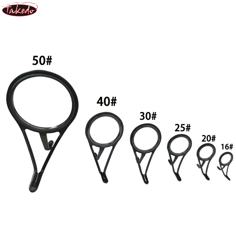 TAKEDO BTLSG Guías de pesca 50 #   40 #   30 #   25 #   20 #   16 #   Anillo guía de fundición, guías de pesca negras, caña de pescar DIY - imagen 4