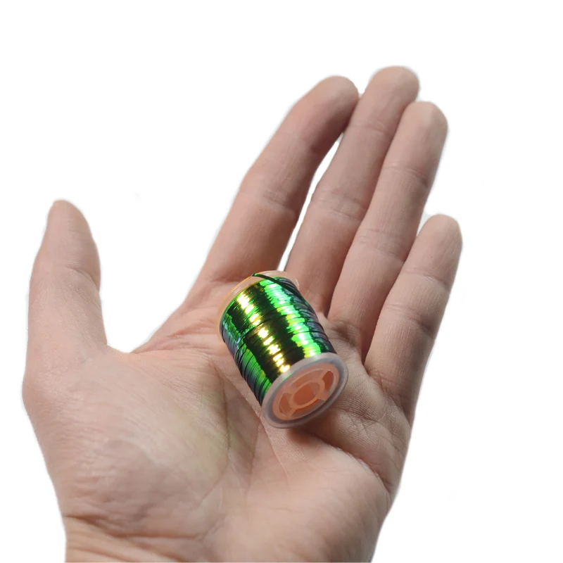 Oropel plano Contemplator – Mylar pavo real verde/naranja para moscas - imagen 5