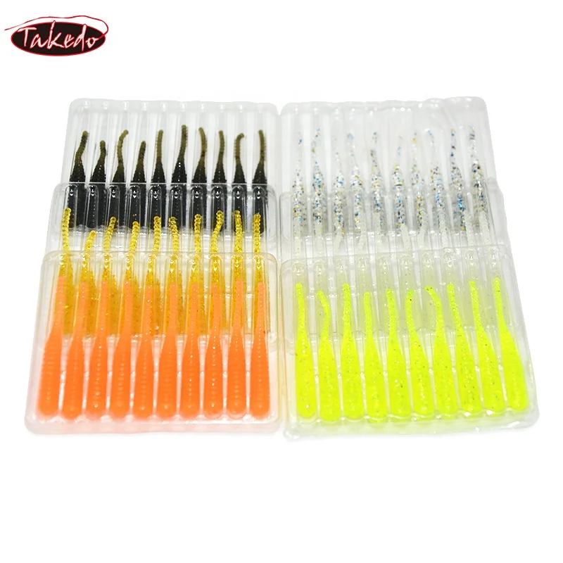 TAKEDO 10 unids/bolsa 4CM 0,4G Señuelos de Pesca luminosos TPR Mini señuelo suave aguja cola gusano señuelos blandos Lucio - imagen 2