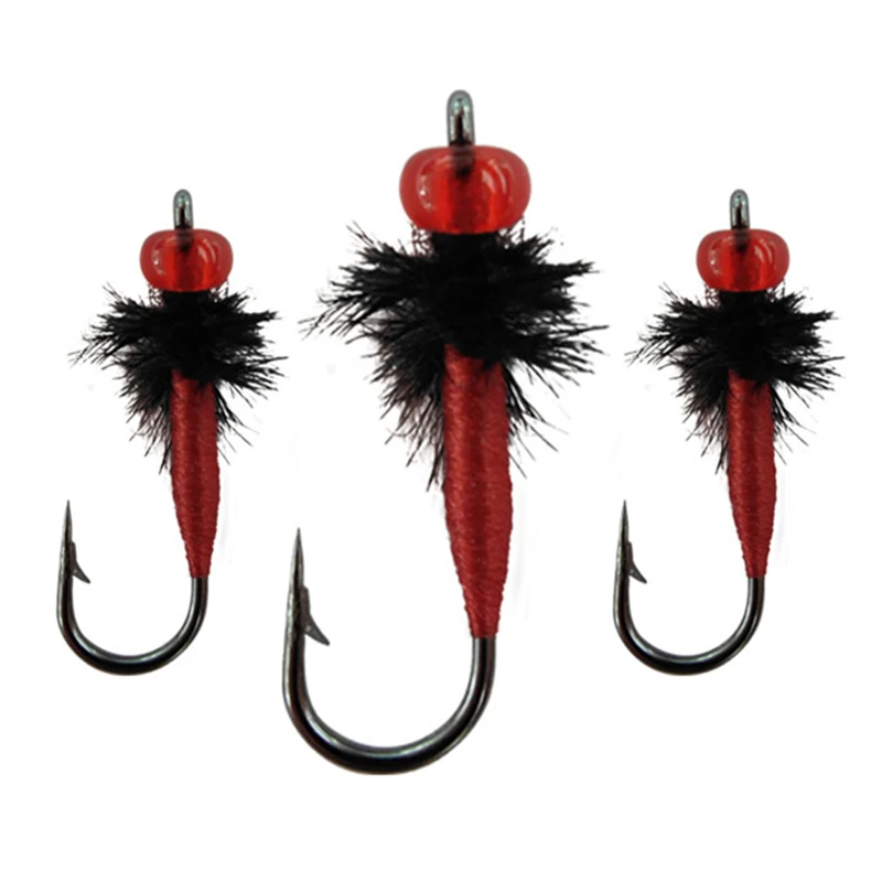 Señuelo de pesca de Ninfa Scud, cebo de gusano para trucha, moscas, ninfas, insectos de Color rojo, Hook12, 14, 16, 18, 5 unids/lote por caja - imagen 5